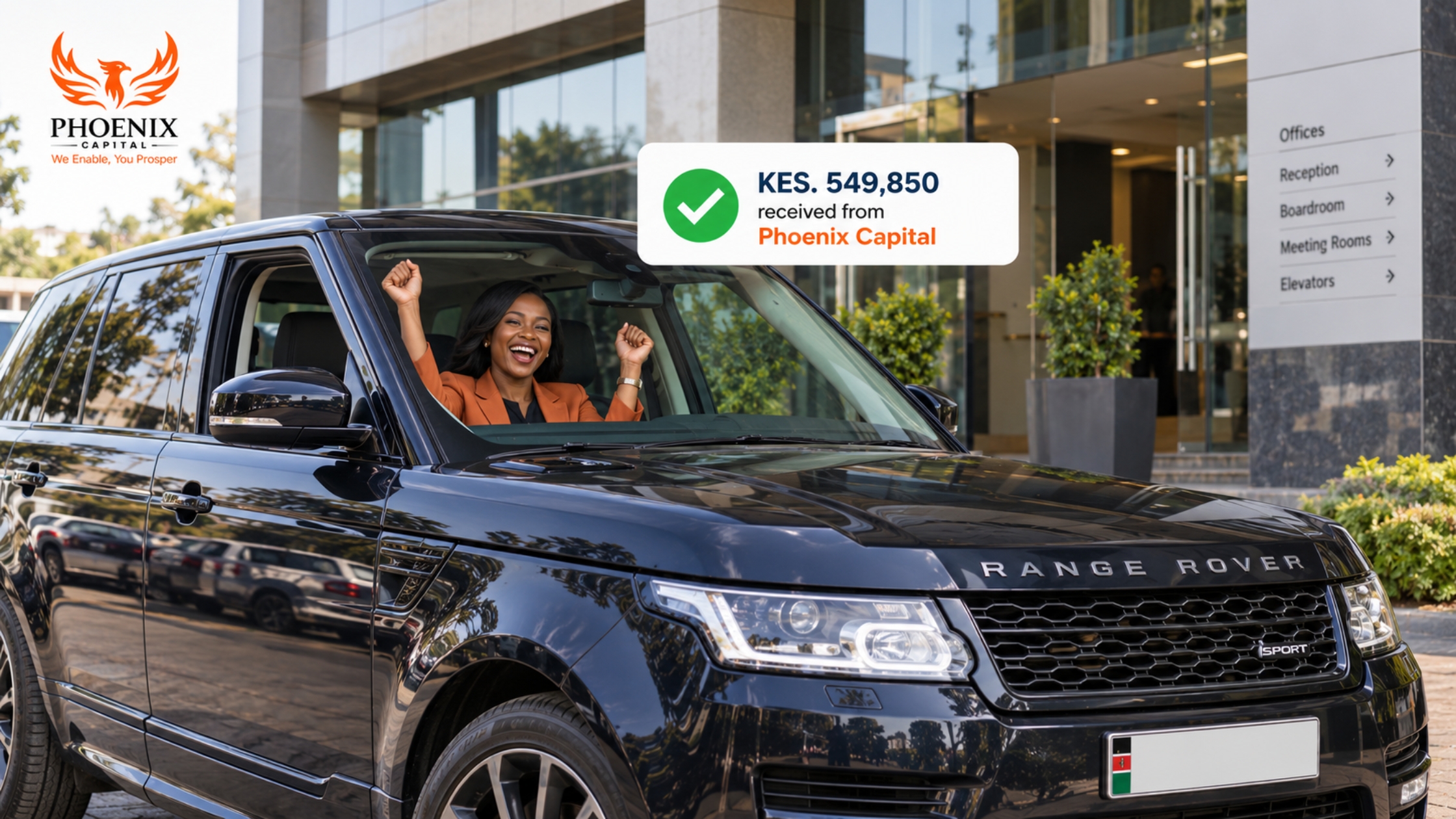Cheapest logbook loan in Kenya with no CRB check – car owner receives KES 549,850 from Phoenix Capital.