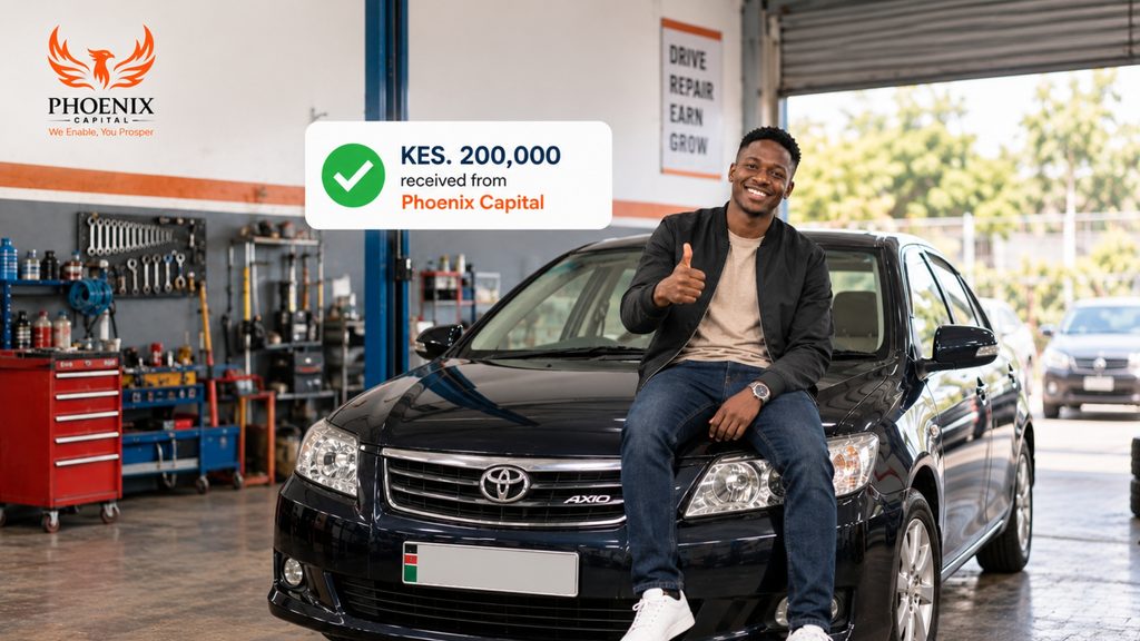 Phoenix Capital logbook loan in Kenya – car owner receives KES 200,000 using his Toyota Axio logbook.